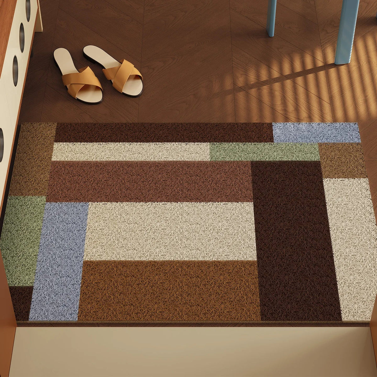 American Retro Geometric Wire Loop Entrance Mat Indoor Door Mat Non-Slip Dirt Scraper Wear Resistant Easy Clean Home Decor