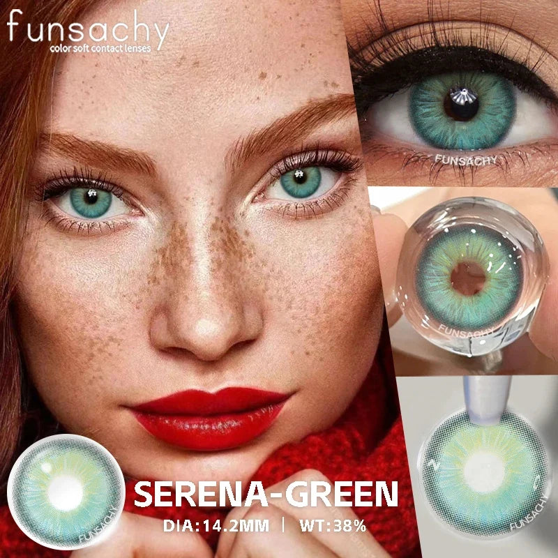 1 Pair Colored Contact Lenses with Case Lenses Beauty Pupils Green Contacts Circle Lens Natural Korean Softlens Yearly