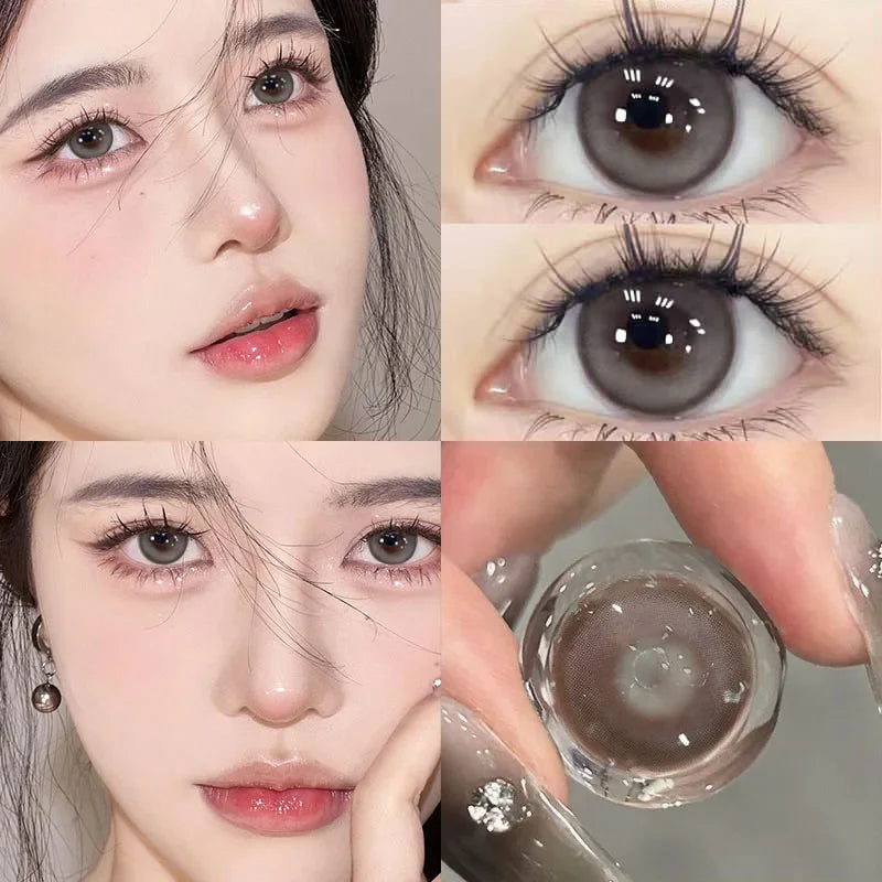 1Pair New Natural Eye Lenses Colored Contact Lenses for Eyes with Degree Myopia Lenses Fashionable Brown Beauty Pupil