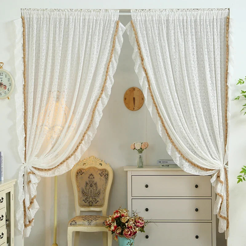 Transparent Lace Door Curtain Bedroom Mosquito Net Bloing Curtain No Punching Required Light Filtering Human Invisible