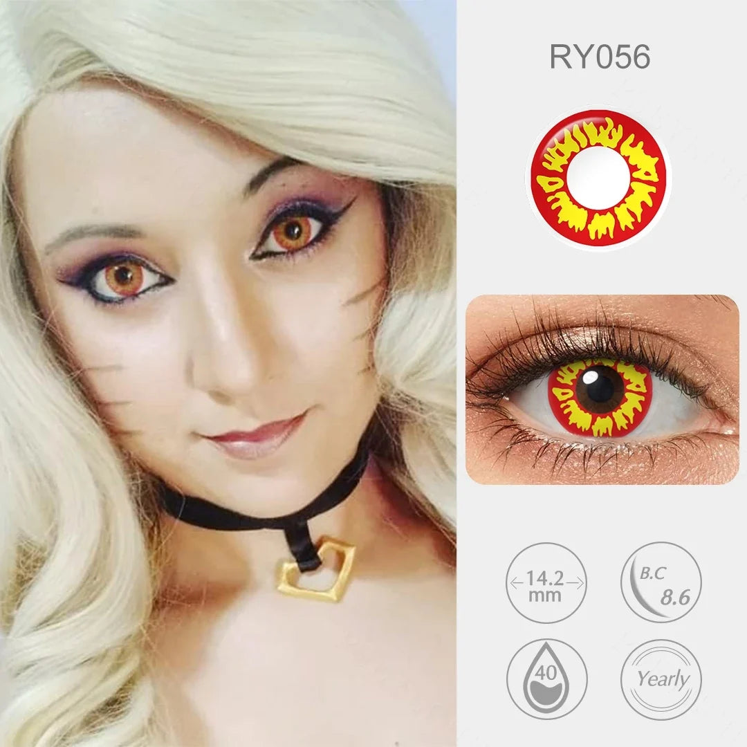 Contact Lenses For Cosplay Contacts Lens Eye Ywllow And Green Contact Lenses Yearly 14.0/14.2mm