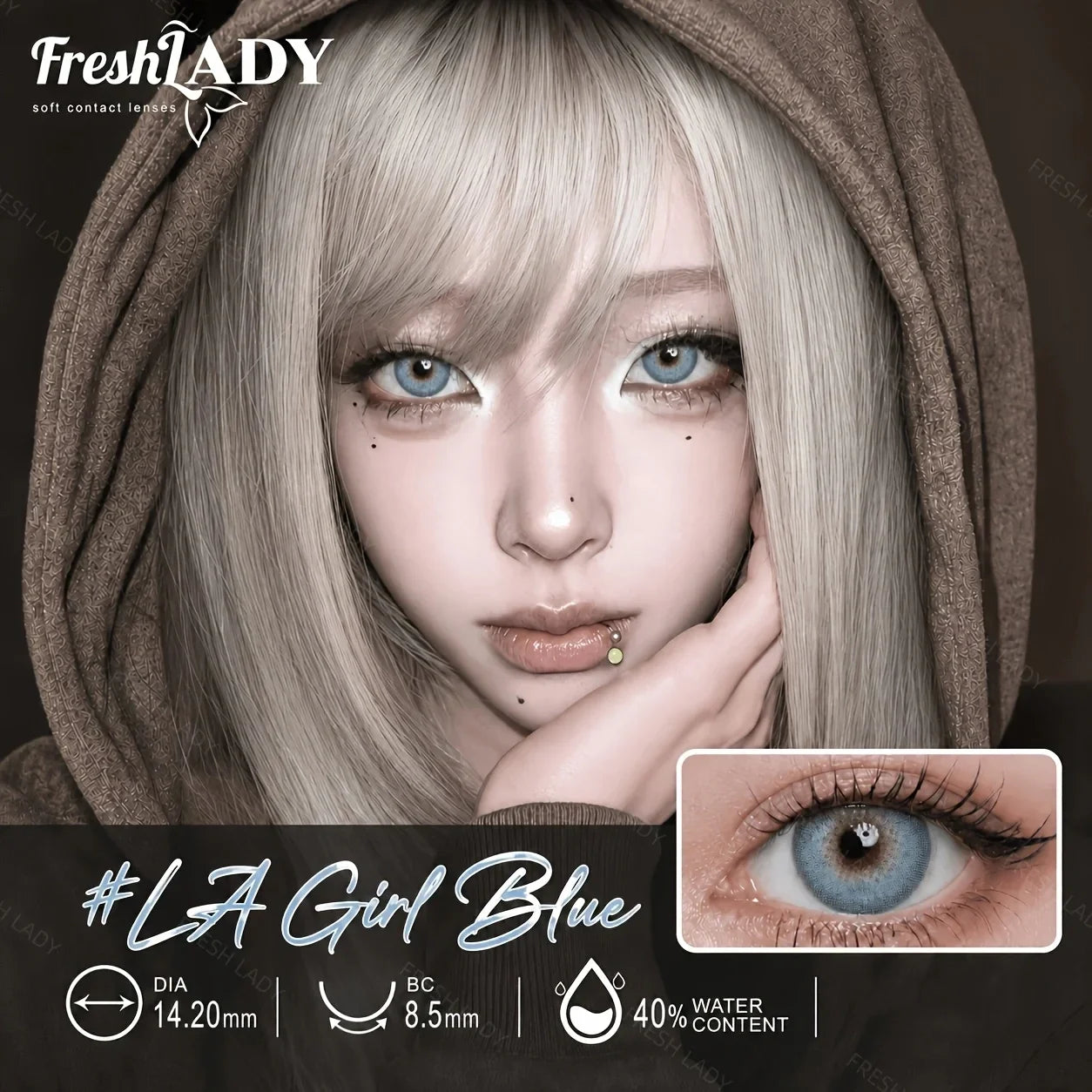 1 Pair Blue Colored Contact Lenses Gray Eye Lenses Natural Eyes Makeup Beauty 14.20mm Yearly Use