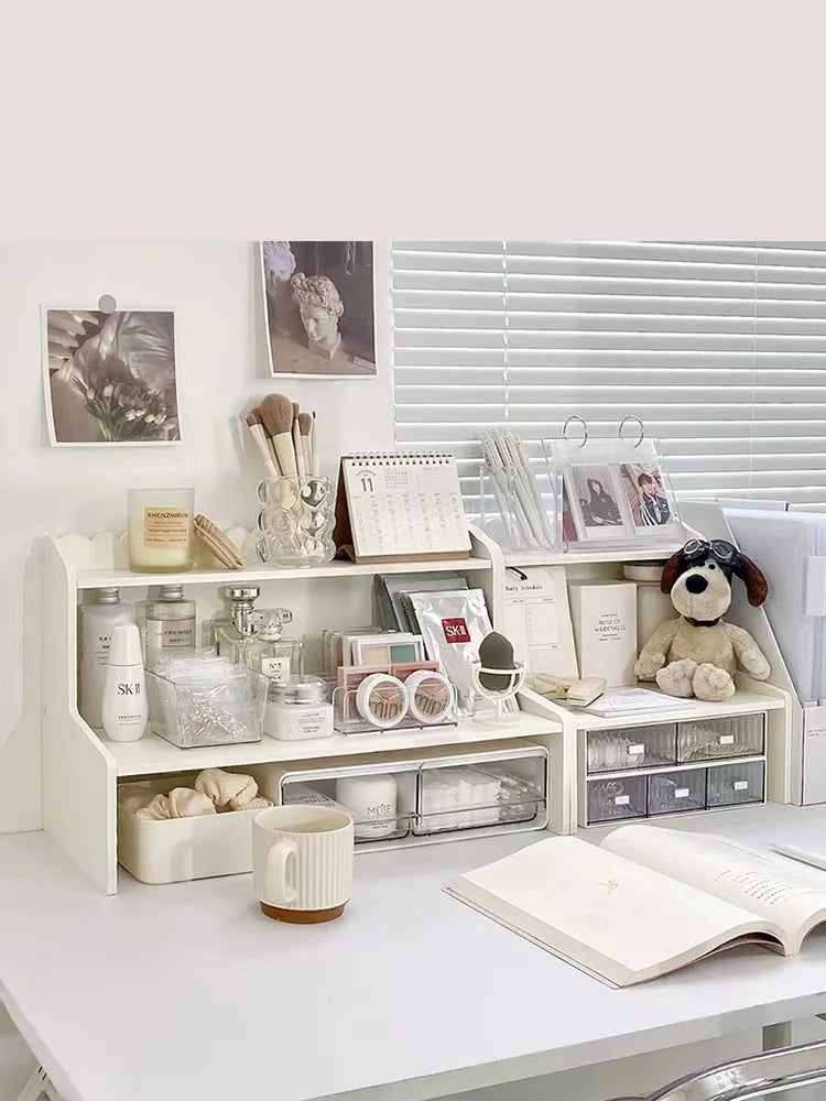 INS Stationery Desk Organizer Stackable Desktop Storage Box Clear Plastic Office Supplies Jewelry Storage Case for Books Sundry