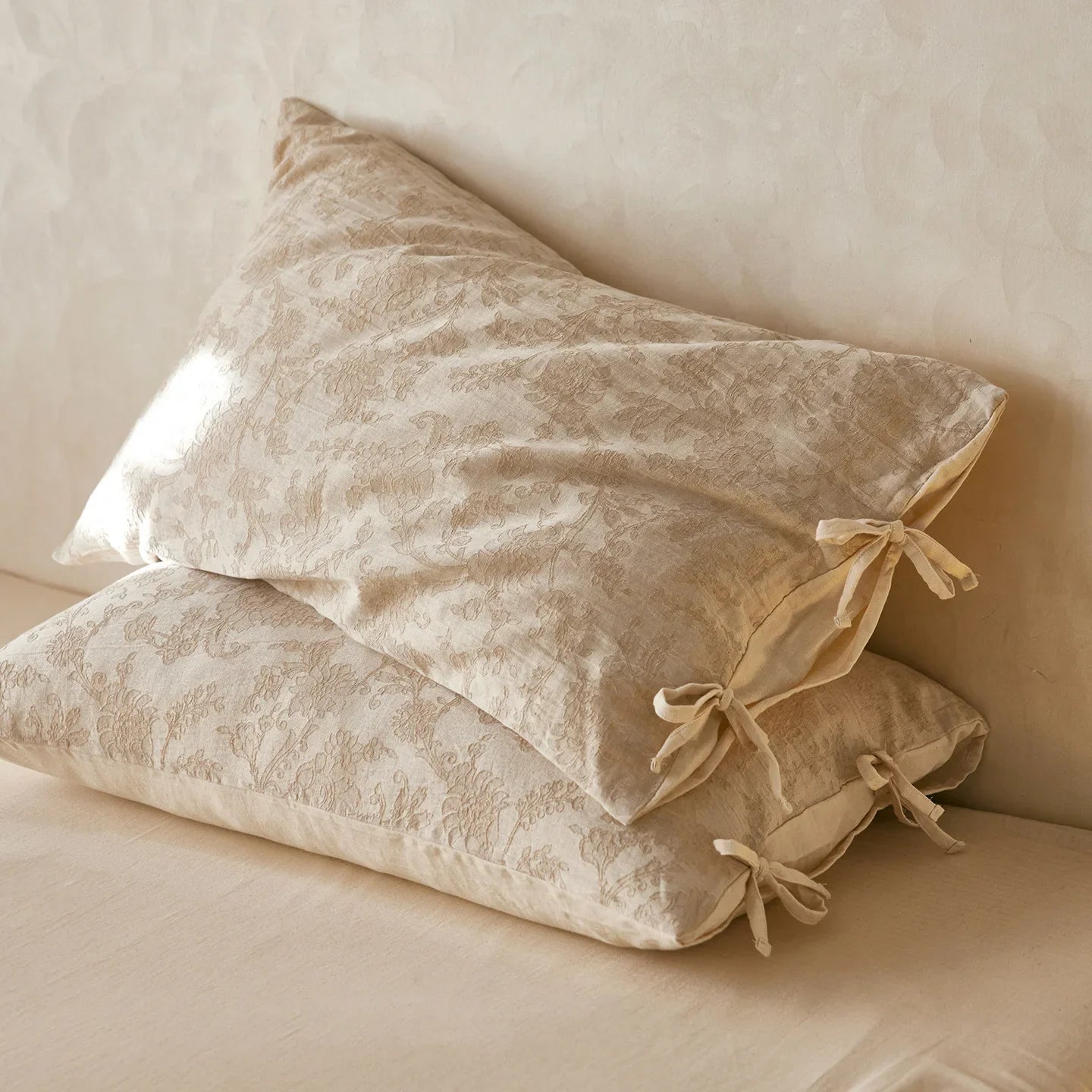 2 Pcs Class A  Linen Cotton Pillow Cases Wabi-sabi Aesthetic Beige Pillowcase for Bed Skin-friendly Bed Sleep Pillow Cover 48x74