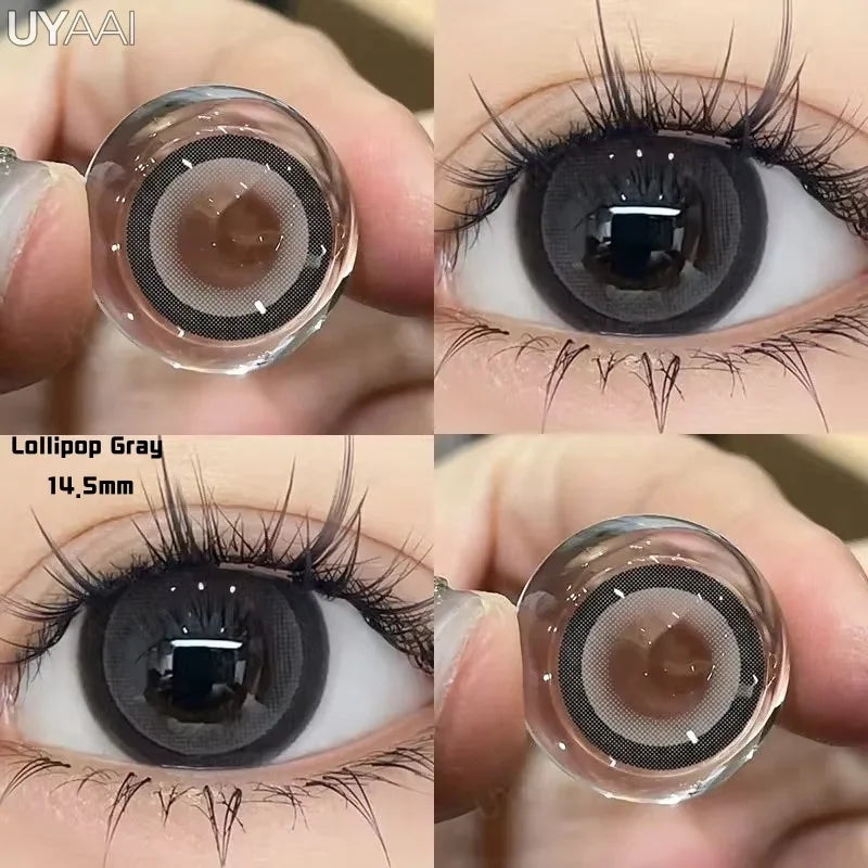 2PCS Color Contact Lenses (Pearl Series) Brown Natural Lenses Gray High Quality Eye Contacts 14.5mm Big Pupil Beauty Lense