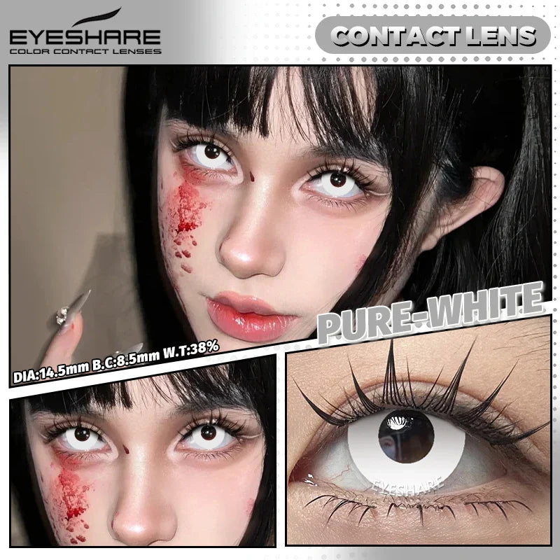 Crazy Halloween Cosplay Anime white Color Contact Lenses for Eyes red Beauty Pupils Role Playing Party Yearly use