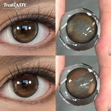 1 Pair Rainy Mood Series Colored Contact Lenses Natural Brown Pupils Eyes Contact lenses Gray Soft Contacts 14.20mm