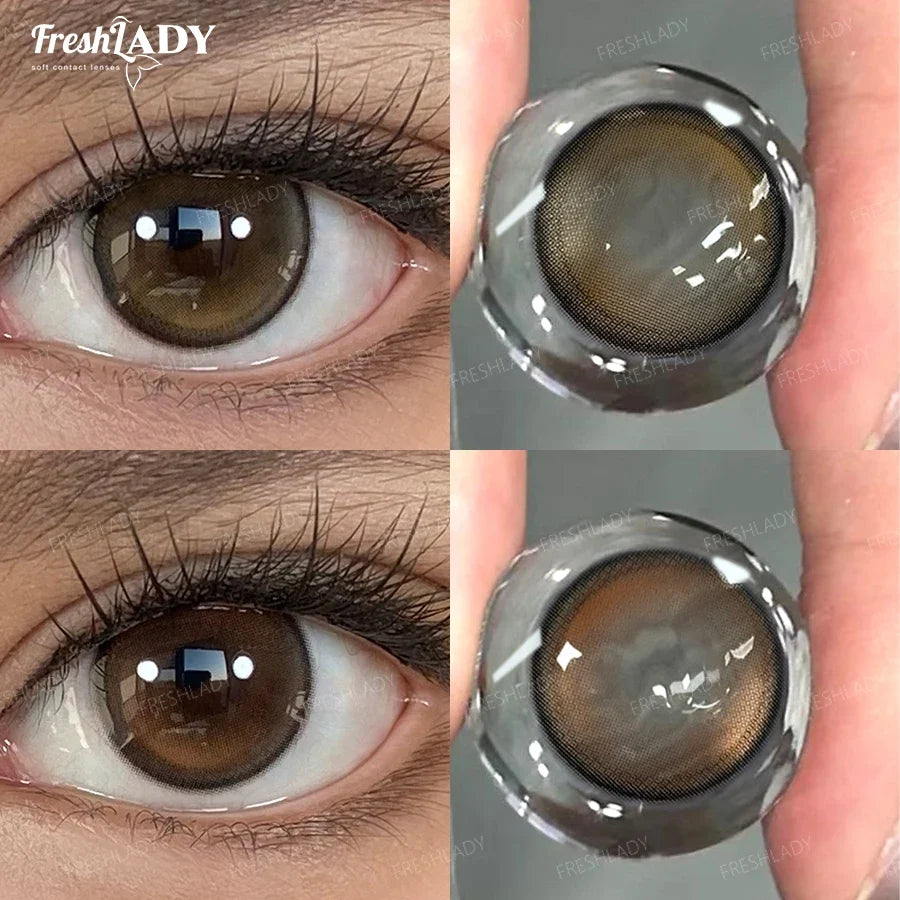 1 Pair Rainy Mood Series Colored Contact Lenses Natural Brown Pupils Eyes Contact lenses Gray Soft Contacts 14.20mm