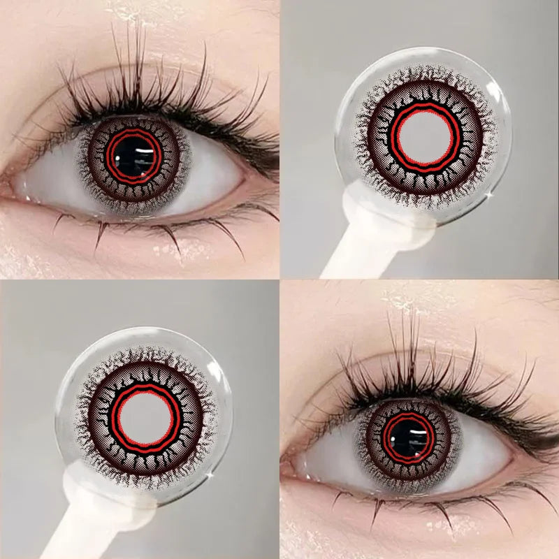 1 Pair White Halloween Cosplay Cat's Eyes Colorld Contact Lenses Anime Grey Contact Lenses Yellow Bloodthirsty Pupils