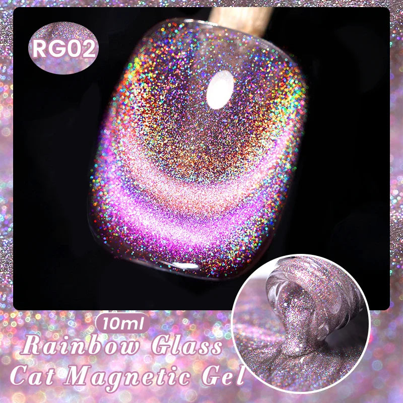 BORN PRETTY 10ml Black Glass Cat Magnetic Gel Nail Polish Ultra Shine Gold Silver Glitter Soak Off UV LED Gel Nail Art Varnish