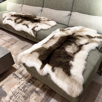 90x110cm Artificial Animal Fur Carpet Reindeer Blanket Luxury Fur Bedroom Bedside Carpet Living Room Sofa Chair Cushion Decor