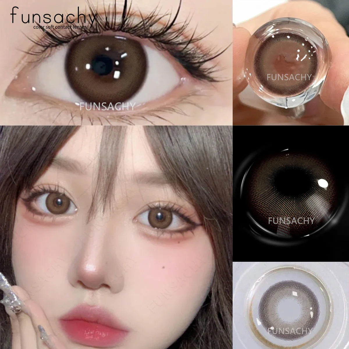 1 Pair Big Eyes Colored Contact Lenses Natural Brown Eyes Lens Gray Pupils Eyes Makeup Korean Style Contact Yearly Use