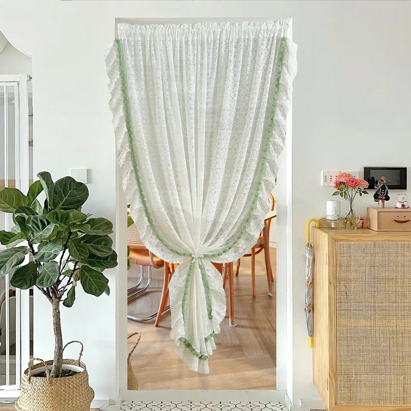 Transparent Lace Door Curtain Bedroom Mosquito Net Bloing Curtain No Punching Required Light Filtering Human Invisible