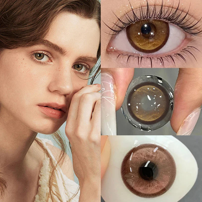 2PCS Korean Brown Green Contact Lenses for Eyes Natural Beauty Pupils 1 Year Fashionable Makeup Fast Shipping