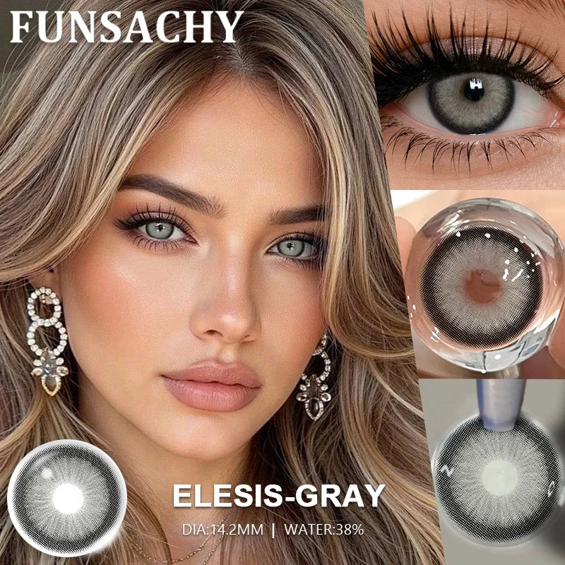 1 Pair Elesis Series Contact Lenses for Eyes Brown/Gray Colored Lenses Blue Natural Eye Contacts Annual Fast Shipping