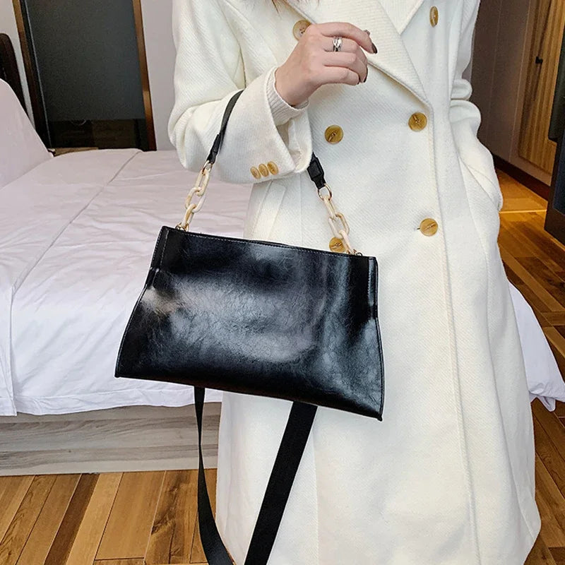 Stylish Women's Shoulder Bag - Soft Synthetic Leather Crossbody Bag