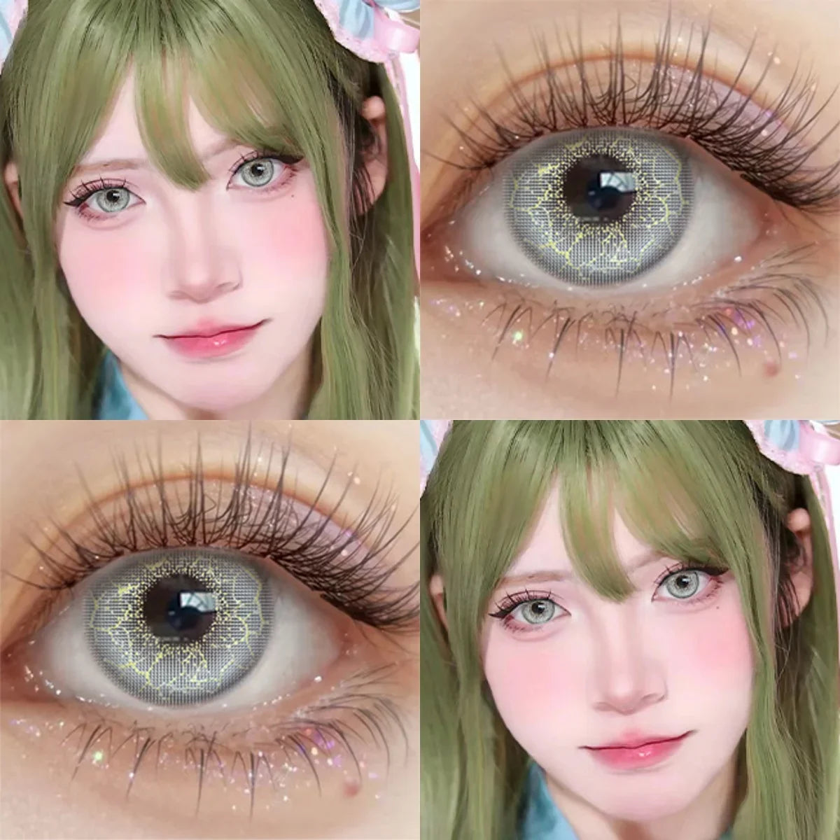 6 Months Disposable Kawaii Green Anime Cosplay Colored Contact Lenses for Coser Daily Party Eye Beauty Soft Contacts