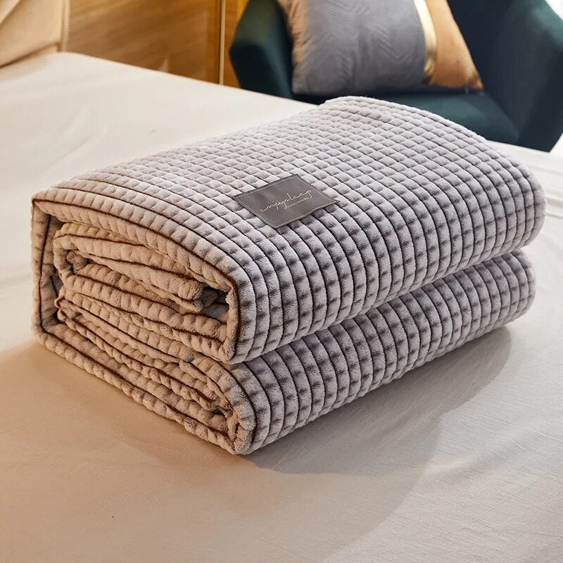 Blanket for Bed Sofa, Milk Flannel Warm Soft Winter Blankets And Throws Thick Wool Fleece Throw Bedspread Same Size