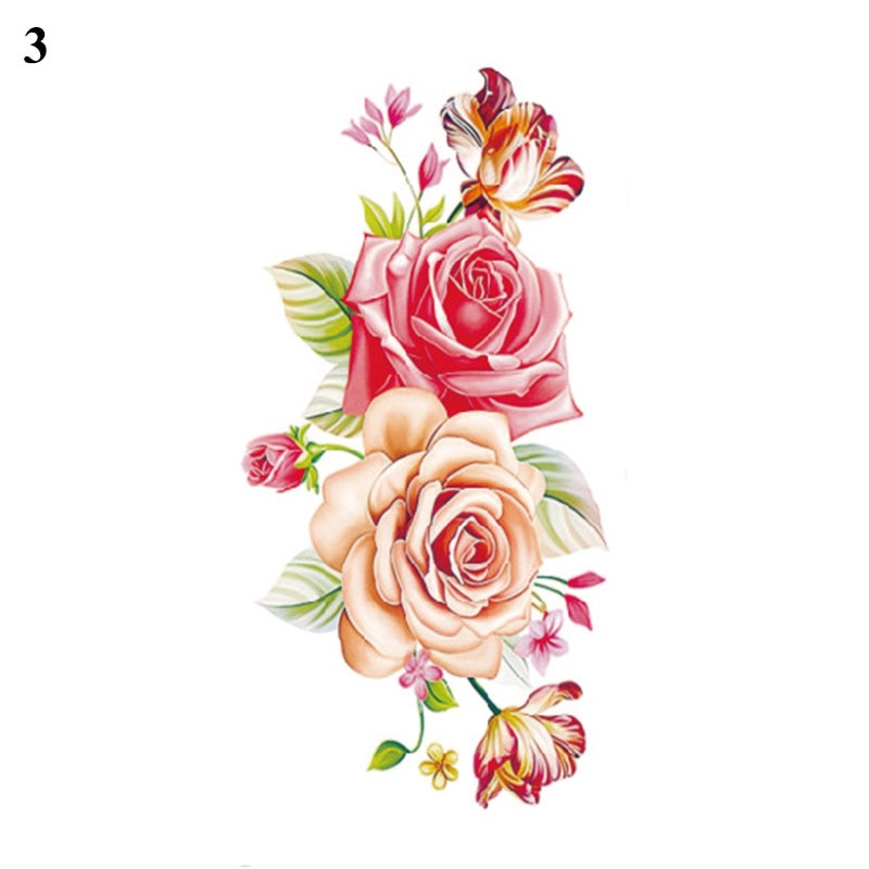 Sexy Black Flower Temporary Tattoos For Women Thigh Men Arm Sleeve Rose Flower Realistic Fake 3D Tatoos Forearm Tattoo Stickers