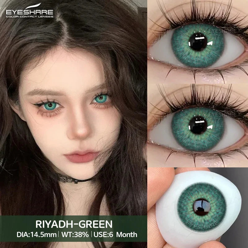 1 pair Brown Natural Color Contact Lenses for Eyes RIYADH Series Softlenses Korean Eye Makeup Fashion Blue Color Lenses
