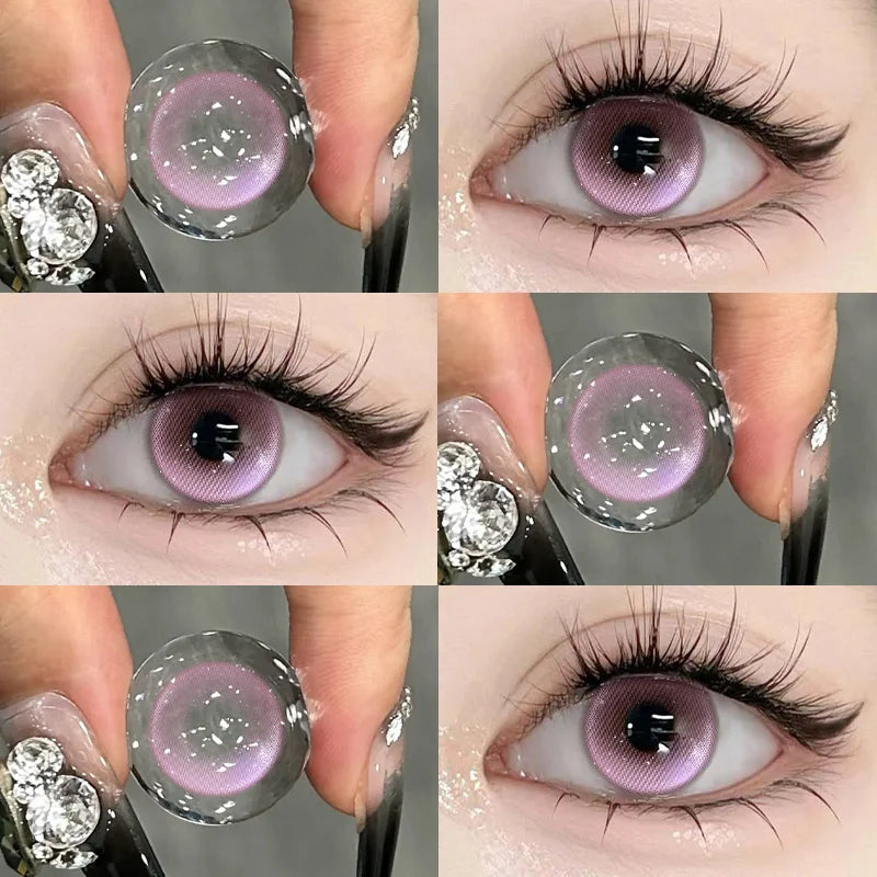 2PCS Contact Lenses Colored Lenses for Eyes with Diopters Green Natural Lenses Cosmetics Beauty Pupils Yearly