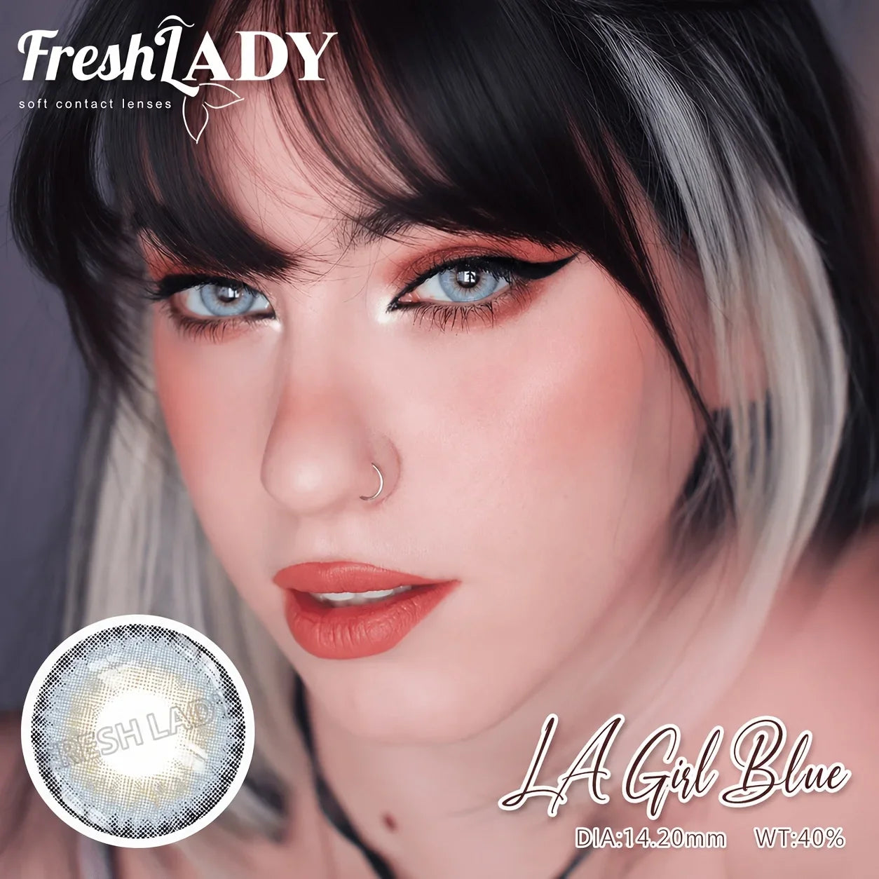 1 Pair Blue Colored Contact Lenses Gray Eye Lenses Natural Eyes Makeup Beauty 14.20mm Yearly Use