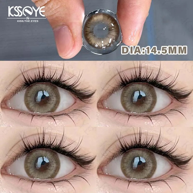 1pair Color Contact Lenses For Eyes Color Yearly Natural Amber Gray Lens Cosmetic Soft Glasses Beauty Fashion Pupil with Lenses