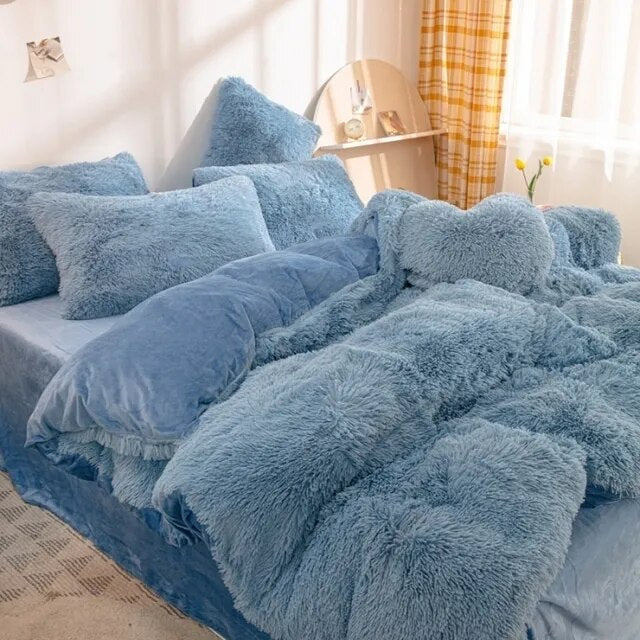 Warm Furry Duvet Cover Queen Soft Comfortable Long Plush Quilt Cover 220x240cm Warmth Blanket Comforers Covers Only Duvet Cover