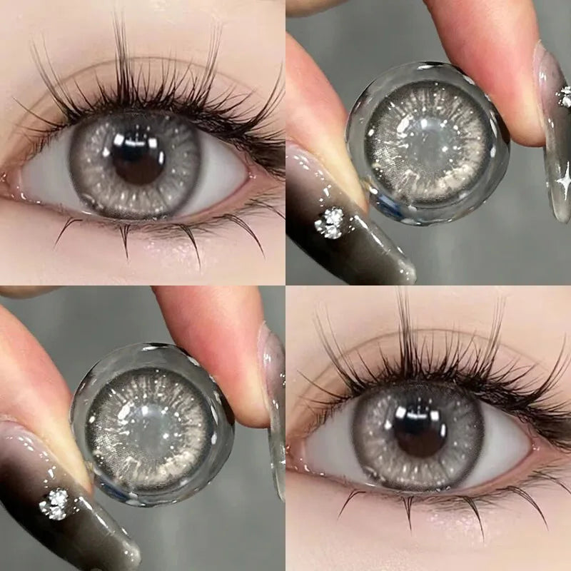 2pcs/Pair Color Contact Lenses with Degree Myopia Lenses Grey Lens Comestics Natural Eyes Lenses Beauty Pupils Yearly