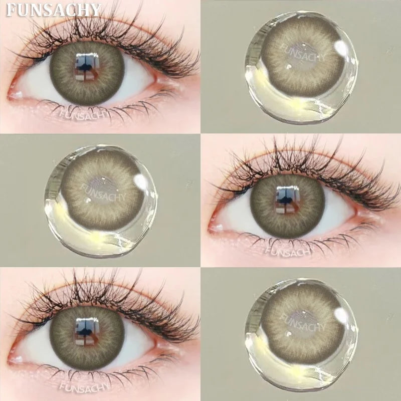 1pair Colorcon Contact Lenses Green Color Lens Natural Brown Eye Contacts Gray Pupils Beautiful Cosmetic Yearly Lenses