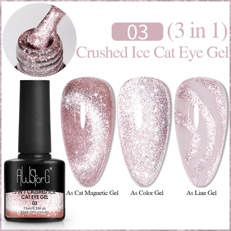 7.5ml Golden Gradient Cat Eye Nail Polish Gel Phototherapeutic Gel Soak Off Nail Magnetic Gel Polish Nail Art DlY