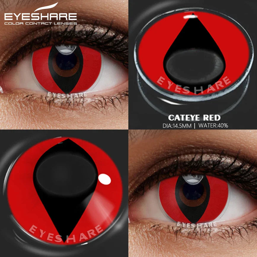 1 Pair yellow cosplay color contact lenses for eyes crazy Halloween cat Eye makeup Role playing Eye cosmetics red lens