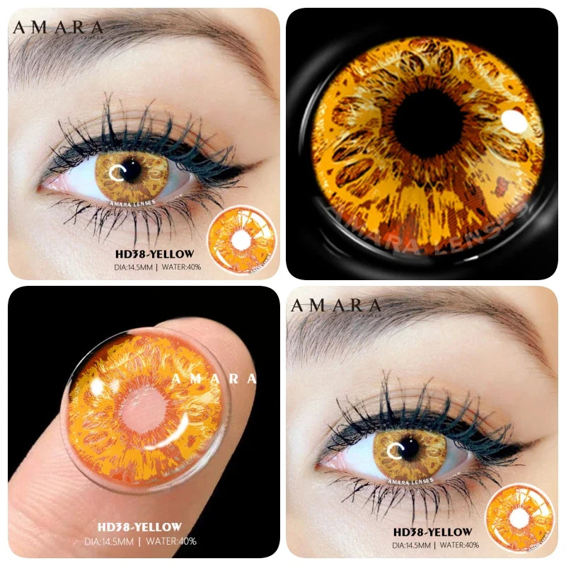 Yellow Contact Lenses for Eyes 2pcs Anime Cosplay Colored Lenses Purple Crazy Halloween Lenses Contact Lens Beauty Makeup