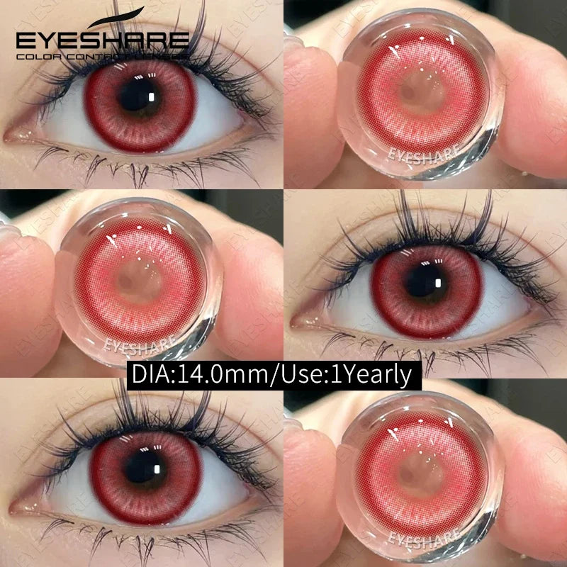 Halloween Red Contact Lenses 2PCS Crazy Style Coplay Color Contact Lenses for Eyes Anime Accessories Red Beauty Lenses