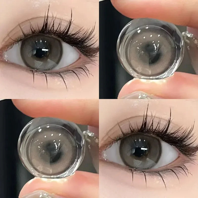 2pcs/Pair Color Contact Lenses with Degree Myopia Lenses Grey Lens Comestics Natural Eyes Lenses Beauty Pupils Yearly