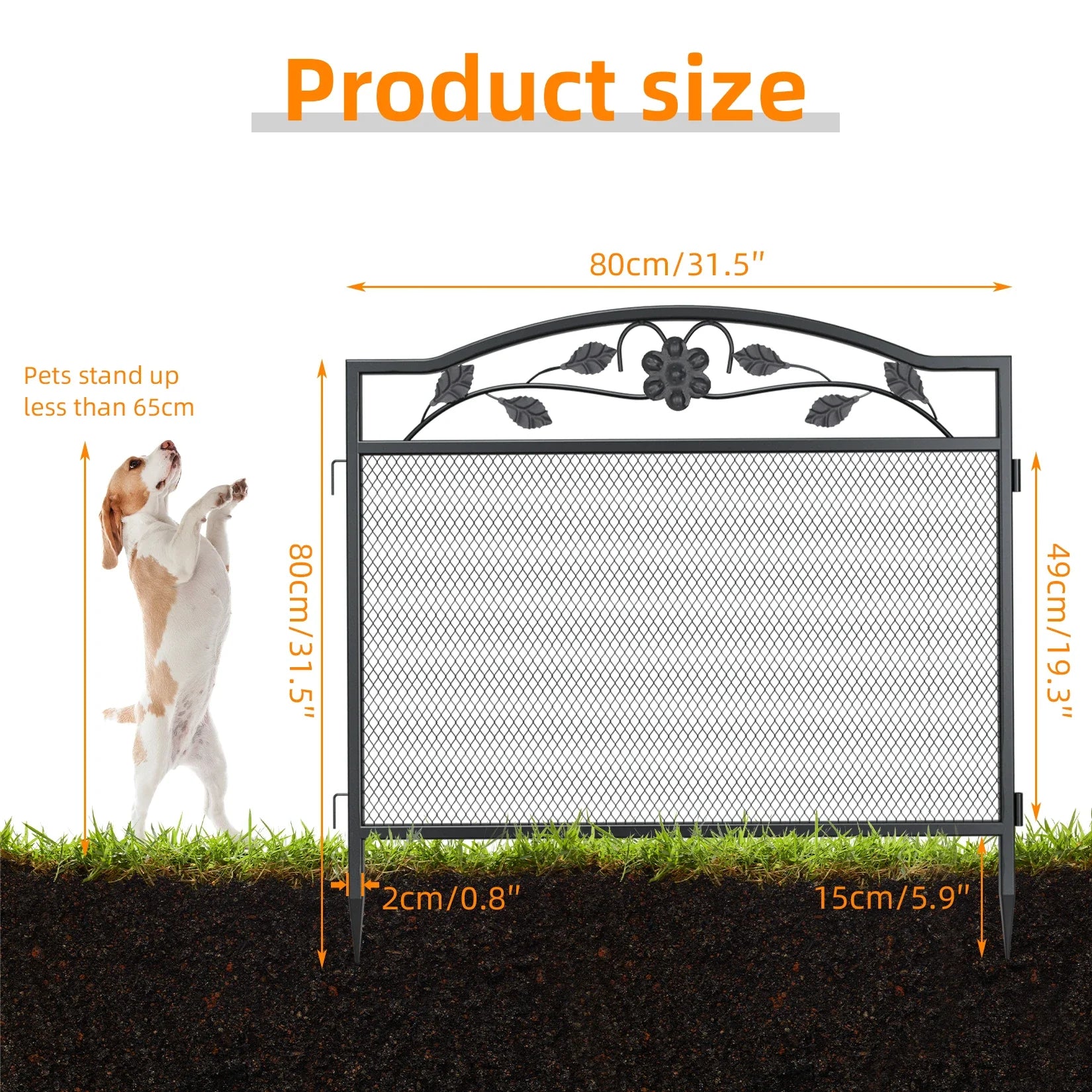 5pcs Heavy Duty Metal Garden Fence Decorative Fencing Panel for Pathway Entry