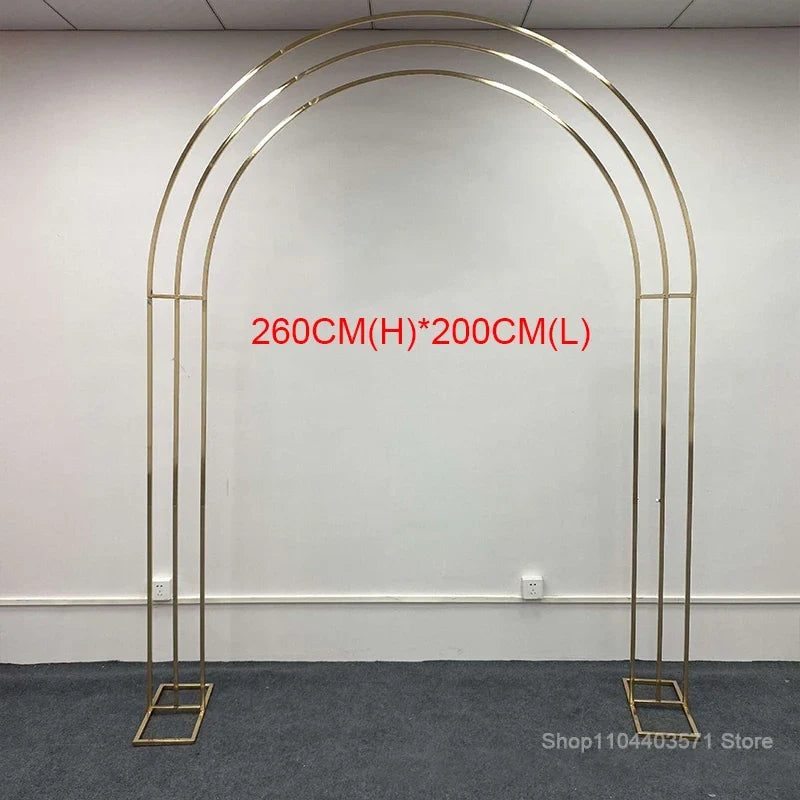 1pcs/3pcs Shining Gold Mirror Chuppah Acrylic Backdrop Stand for Wedding Decoration Flower Stand Walkway Pillar 2M/2.4M Tall