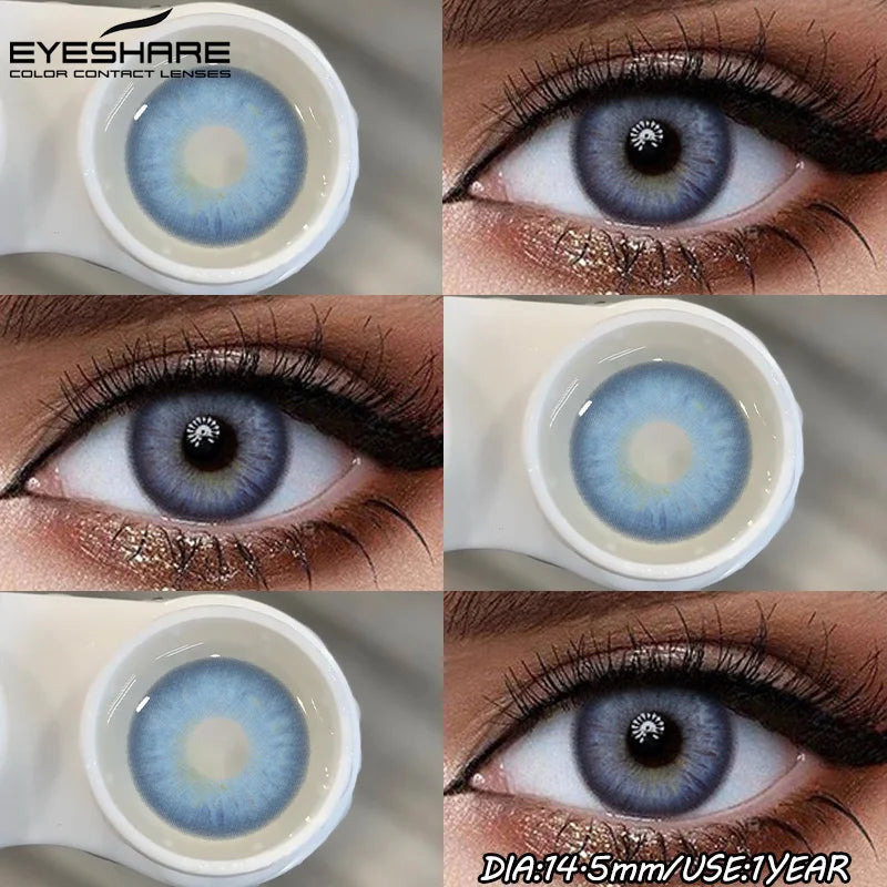 1Pair Fashion Colored Contact Lenses for Eyes Big Blue Eye Lens Natural Yearly Cosmetics Beauty Women Men Pupils