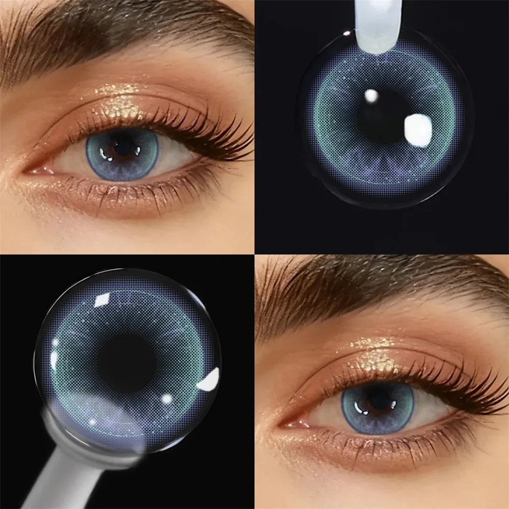 Eyes Color Contacts Colored Contact Lenses Lens Small Pupils Natural Beauty Blue 2Pcs 6 Months Half Year Use