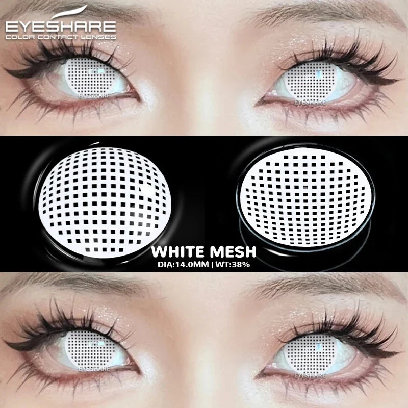 1Pair Cosplay White Color Contact Lenses Halloween Scary Contact Lenses Crazy Red Eye Makeup Lenses Black Beauty Pupils