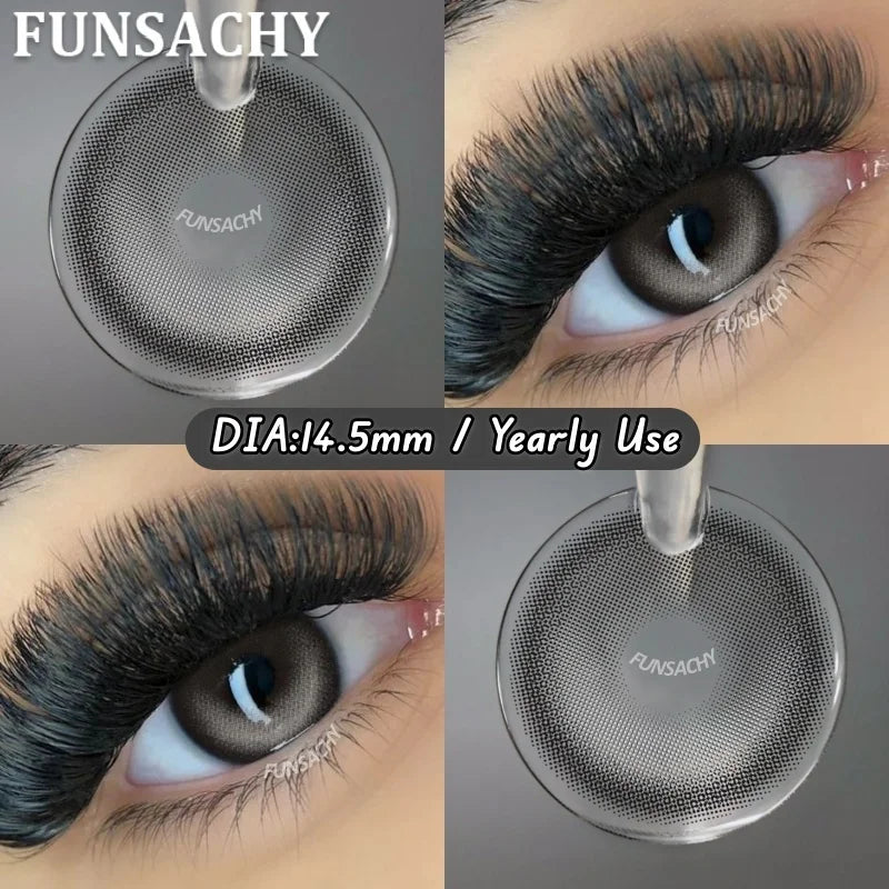 1 Pair New Colored Contact Lenses for Eyes Brown Graduated Fashion Gray Eyes Lenses Yearly Beauty Makeup Lens Women