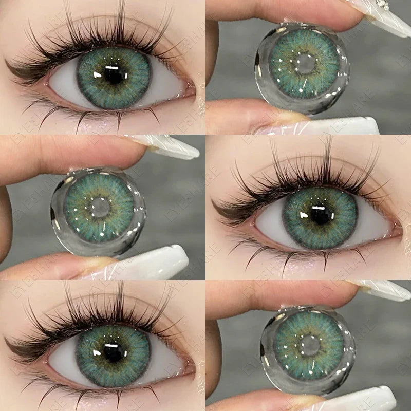 1Pair Natural Colored Contact Lenses with Prescription Myopia Lenses with Degree Gray Pupils Lens Brown Lenses Yearly