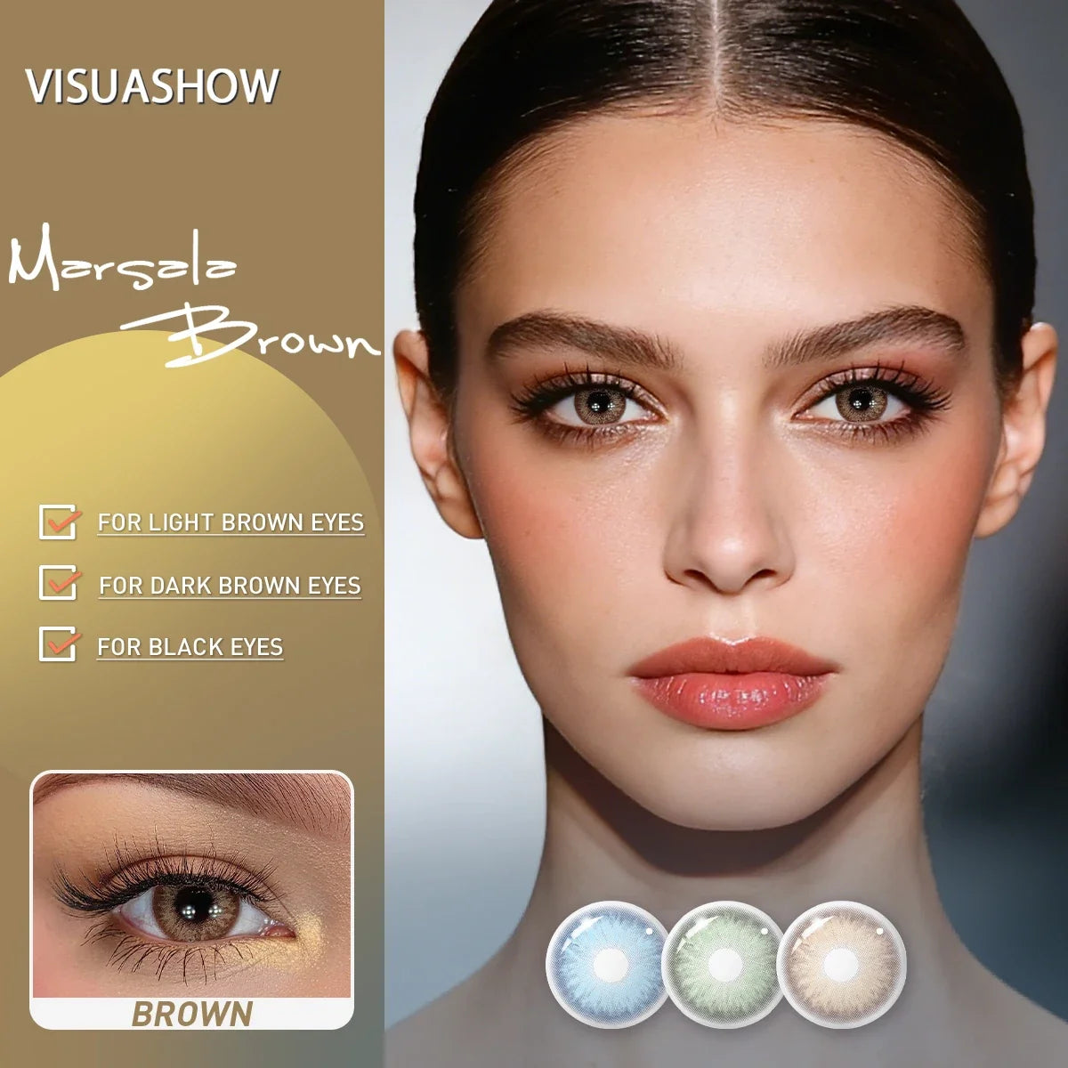 Brown Colored Contact Lenses With Prescription 14.5mm 6 Months Disposable Blue Soft Lens for Eye Makeup