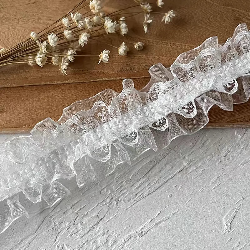 White Lace Lace Ribbons Accessories Lace Trim Handmade DIY Extended Clothes Pleated Sewing Decorative Fabric Skirt Hem Fabric