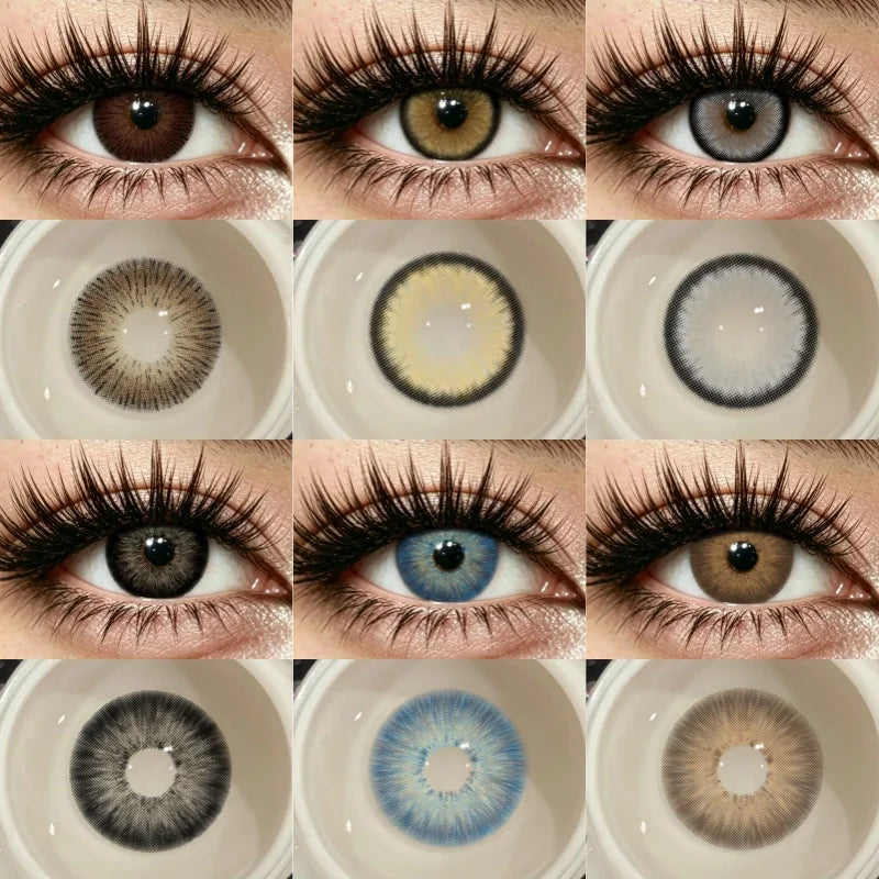 2Pcs New Colored Contact Lenses Grey Blue Green Series Soft And Comfortable BrownContact Lenses Yearly Beautiful Pupils