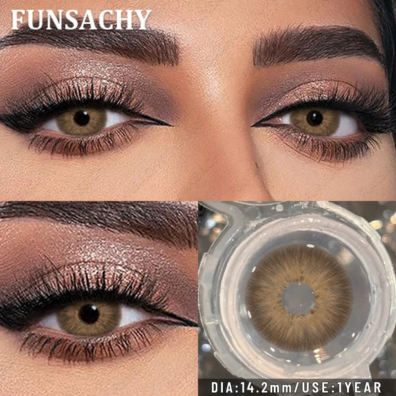 1 Pair Blue Color Contact Lenses for Eyes Women Makeup Pupils Natural Brown Gray Contact Lenses Beautiful Pupils Yearly
