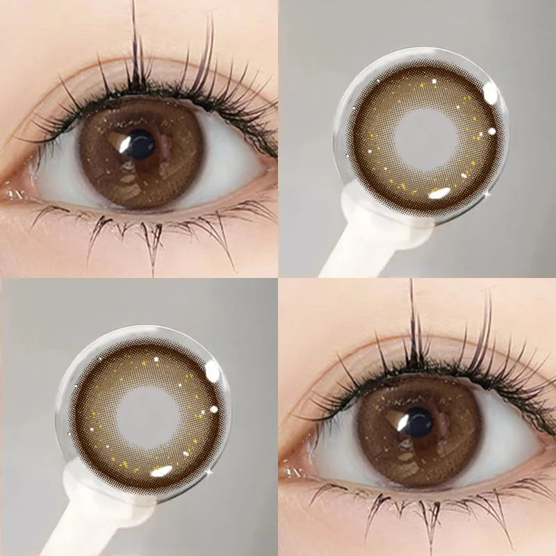 2PCS Myopia Eye Brown Lenses Contact Lenses for Eye Natural Brown Pupils Beauty Cosmetic Contacts Color Lenses Yearly