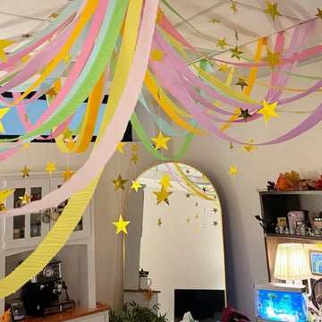 Crepe Paper Streamer Set Birthday Christmas Easter Home Party Hanging Decor Wedding Birthday Party Backdrop Colorful Paper Crepe