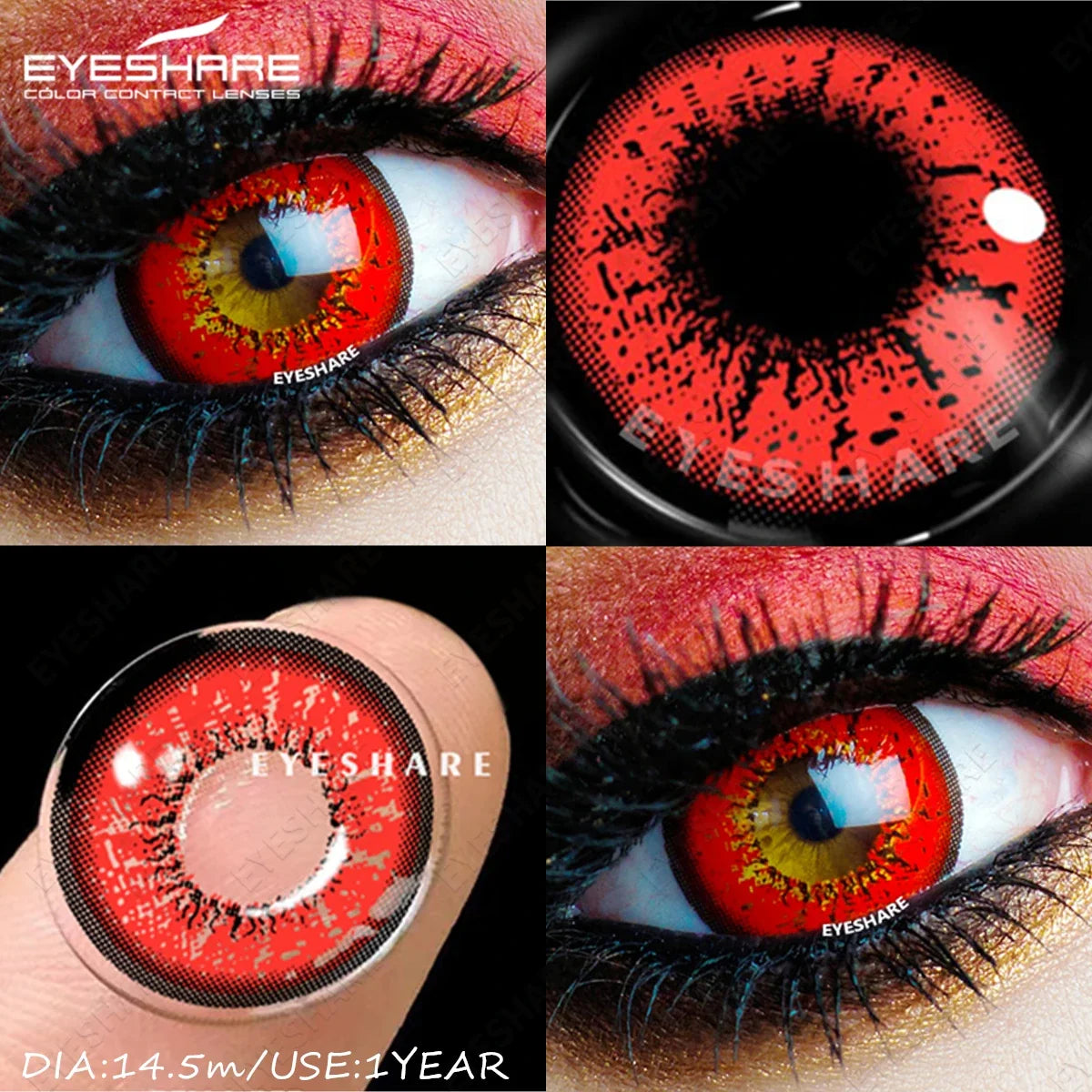 1Pair Cosplay Colored Contact Lenses Vampire Red Eyes Contact Anime Blue Purple Eyes Beauty Makeup Lenses For Halloween