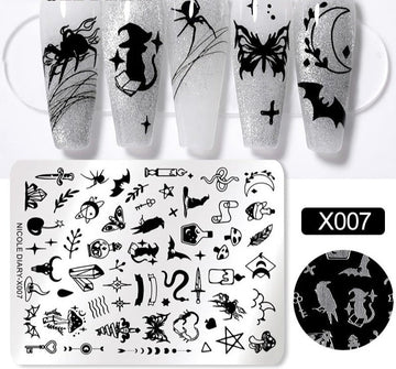Halloween Series Nail Art Stamping Plates Snake Butterfly Designs Nail Polish Flower Printing Stamp Template Tools